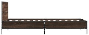 Estrutura de cama derivados de madeira/metal carvalho castanho