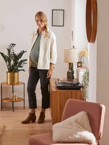 Jeans flare, entrepernas 65 cm, para grávida cinzento escuro liso