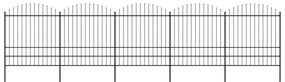 Cerca de jardim com topo em lanças (1,75-2)x8,5 m aço preto