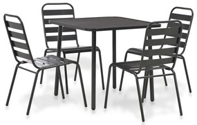 vidaXL 5 pcs conjunto de jantar jardim aço cinzento escuro