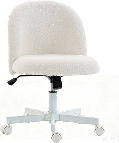 HOMCOM Cadeira de Secretária Giratória em Sherpa com Altura Ajustável, Função de Balanço, Capacidade 120 kg, Creme | Aosom Portugal