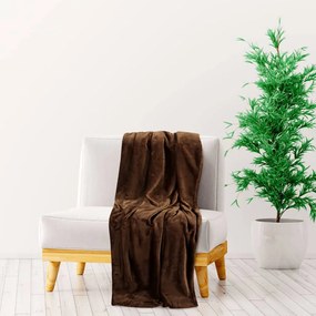 vidaXL Manta 130x170 cm poliéster castanho-cacau