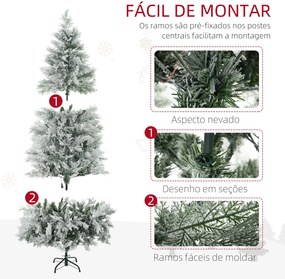 HOMCOM Árvore de Natal Artificial 180 cm com 300 Luzes LED Brancas Que