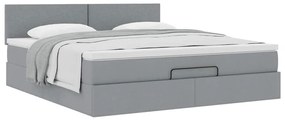 Estrutura de cama otomana com colchão 180x200 cm cinzento claro
