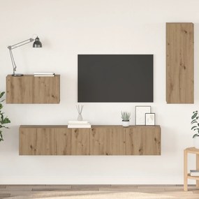 vidaXL Gabinete de TV de Parede 4 pcs Carvalho Artesanal