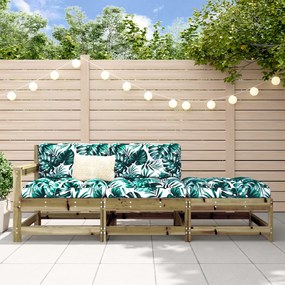 3 pcs conjunto lounge de jardim madeira de pinho impregnada
