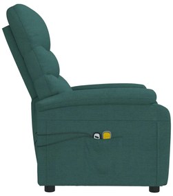 Poltrona de massagens elétrica tecido verde-escuro