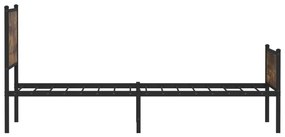 Estrutura de cama sem colchão 100x190 cm metal carvalho fumado