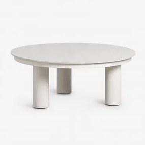 Mesa De Centro De Jardim Redonda Ø80 Cm Em Pedra Sinterizada E Alumínio Umeko Branco - Sklum