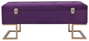 Banco com compartimento de arrumação 105 cm veludo roxo