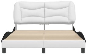 Estrutura cama c/ cabeceira couro artif. 140x190cm branco/preto