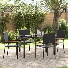 vidaXL Conjunto de Jantar de Jardim de 5 Peças Preto Vime PE