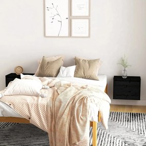 813444 vidaXL Armários de parede 2 pcs 45x30x35 cm pinho maciço preto