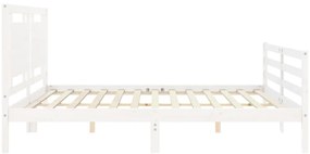Estrutura de cama com cabeceira 200x200cm madeira maciça branco