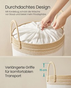 Cesto para roupa suja 60 L com tampa e pega 41 x 41 x 46 cm castanho camelo