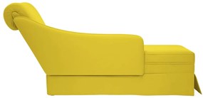 Chaise-longue com almofada e apoio braço direito veludo amarelo