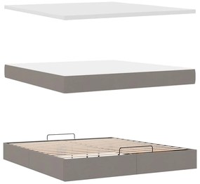 Estrutura de cama otomana com colchão tecido cinzento 160x200cm