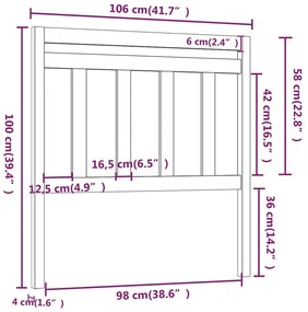 Cabeceira de cama 106x4x100 cm pinho maciço