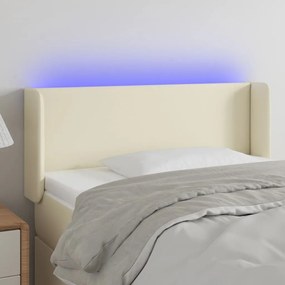 Cabeceira de cama c/ LED 103x16x78/88 cm couro artificial crème