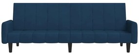 Sofá-cama de 2 lugares veludo azul
