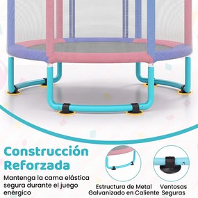 Trampolim Infantil 6 em 1, 140 x 140 x 214 cm, com Rede de Segurança, Azul