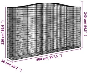 Cestos gabião arqueados 2pcs 400x50x220/240cm ferro galvanizado