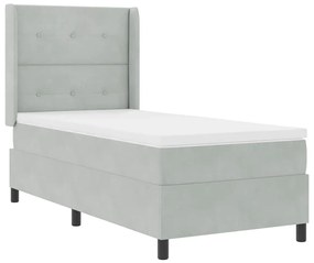Cama Box com Colchão vidaXL Cinza Claro 90x190 cm Veludo