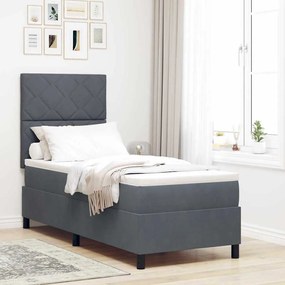 Cama Box com Colchão vidaXL Cinza Escuro 80x200 cm Veludo