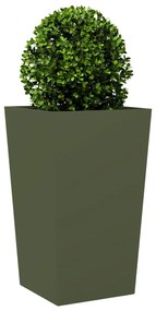 Vaso/floreira de jardim 45x45x75 cm aço verde azeitona
