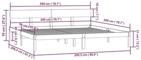 Estrutura de cama 200x200 cm pinho maciço cinzento