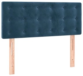 Cama boxspring com colchão 120x200 cm veludo azul-escuro