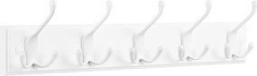 Bengaleiro de parede com 5 ganchos metálicos triplos 7 x 50,4 x 4,6 cm Branco 