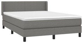 Cama com molas/colchão 140x190 cm tecido cinzento-escuro