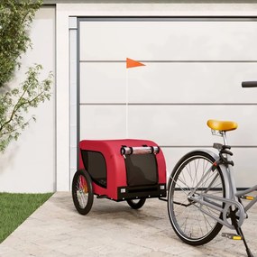 vidaXL Reboque bicicleta p/ animais tecido oxford/ferro vermelho/preto