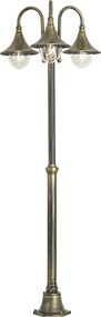 Lanterna de exterior clássica preta com dourado antigo 200cm 3-luzes IP44 - Daphne