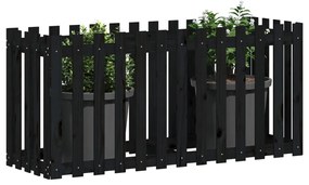 Canteiro elevado c/ design cerca 150x50x70cm pinho maciço preto