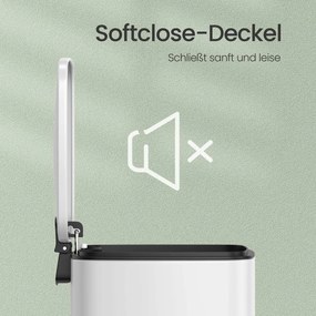 Caixote do lixo para casa de banho 6 litros 23,9 x 19,3 x 25,5 cm com pedal em aço branco