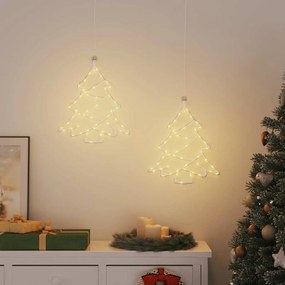 Luzes de Natal silhueta da árvore 2 pcs 50 LEDs branco quente