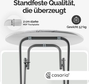 Mesa alta com aspeto de mármore Ø60cm dobrável branca