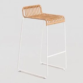 Pacote De 2 Bancos Altos De Jardim Em Rattan Sintético Aroa ↑75 Cm & Branco - Sklum