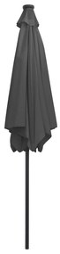 Guarda-sol jardim c/ luzes LED/poste alumínio 300 cm antracite