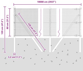 Cerca de Fio Soldado com 13 Postes Verde 0,8x100 m Aço