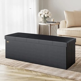 Banco com espaço de armazenamento 115x38x38cm dobrável preto