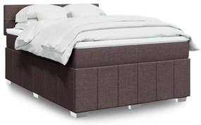 Cama com molas/colchão 140x200 cm tecido castanho-escuro
