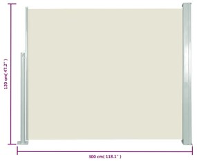 Toldo lateral retrátil 120x300 cm creme