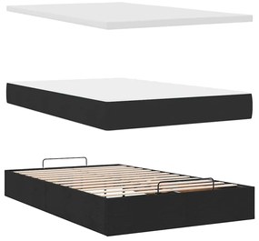 Cama otomana com colchão &amp; LEDs 120x190 cm tecido preto