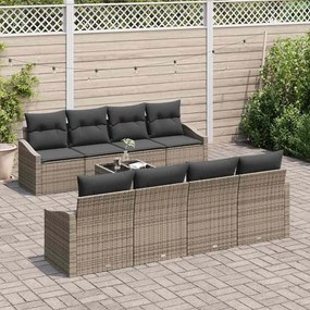Conjunto de Sofá de Jardim de 7 Peças com Almofadas Cinzas de Rattan S