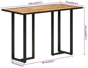 Mesa de jantar 110x55x75,5 cm madeira de mangueira maciça