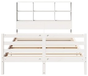 Cama com estante sem colchão 160x200 cm pinho maciço branco