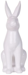 Figura decorativa com forma de coelho em cerâmica branca 26 cm RUCA Beliani
